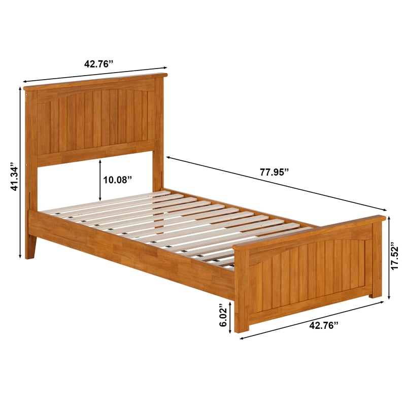 Naples Twin Low Profile Platform Bed with Matching Footboard in Light Toffee