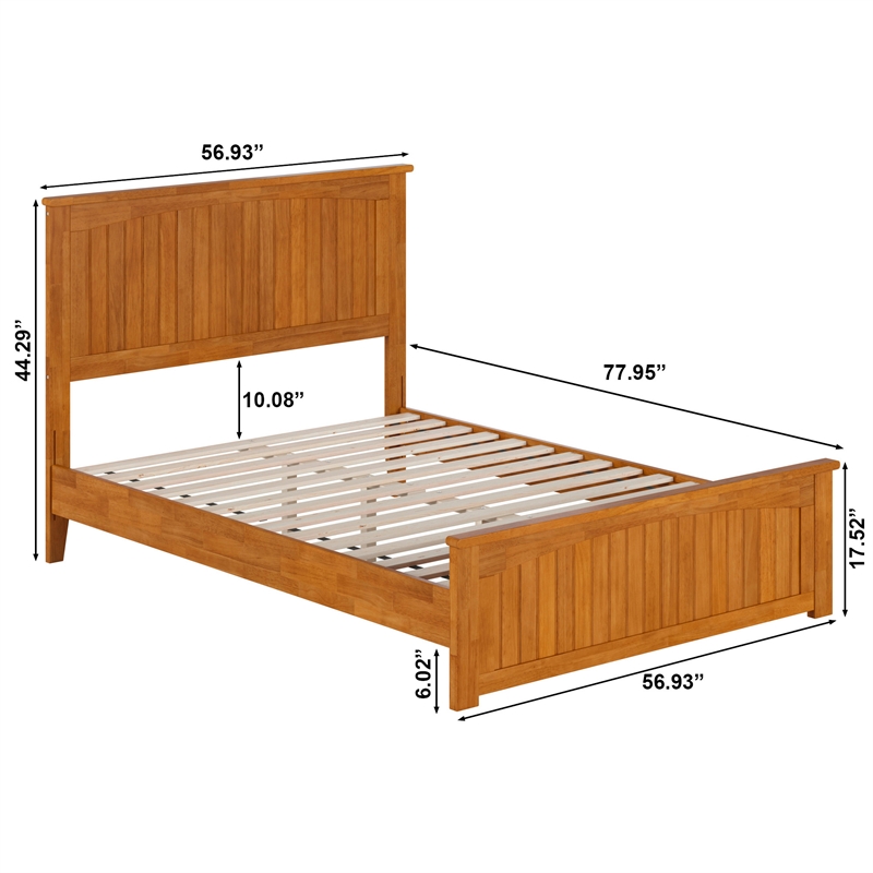 Naples Full Low Profile Platform Bed with Matching Footboard in Light Toffee