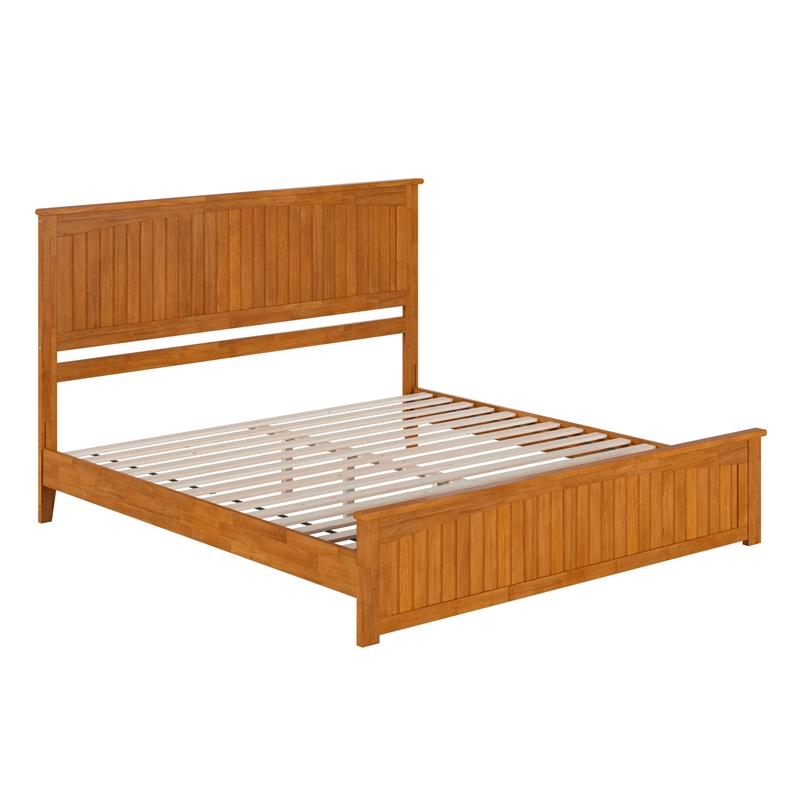 Naples King Low Profile Platform Bed with Matching Footboard in Light Toffee
