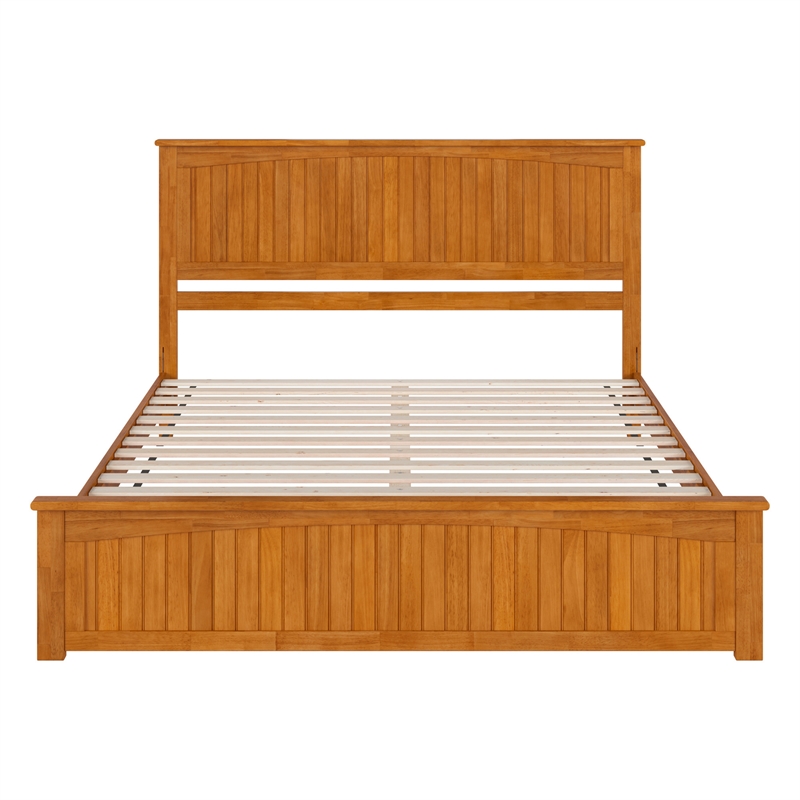 Naples King Low Profile Platform Bed with Matching Footboard in Light Toffee