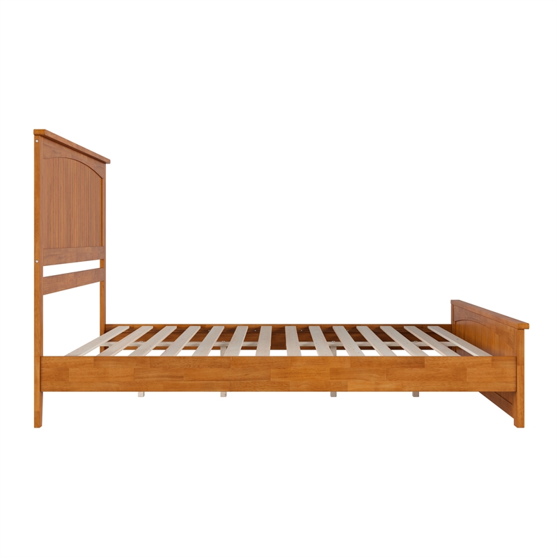 Naples King Low Profile Platform Bed with Matching Footboard in Light Toffee