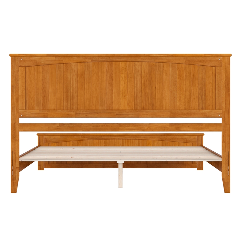 Naples King Low Profile Platform Bed with Matching Footboard in Light Toffee