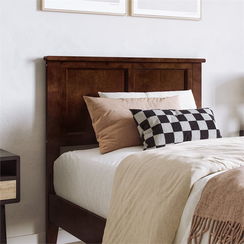 Charlotte Twin XL Low Profile Platform Bed with Matching Footboard in Walnut