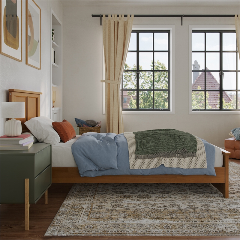 Charlotte Twin XL Low Profile Platform Bed w/Matching Footboard in Light Toffee