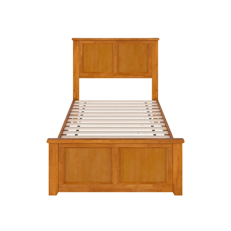 Charlotte Twin XL Low Profile Platform Bed w/Matching Footboard in Light Toffee