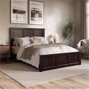 Charlotte Queen Low Profile Platform Bed with Matching Footboard in Espresso