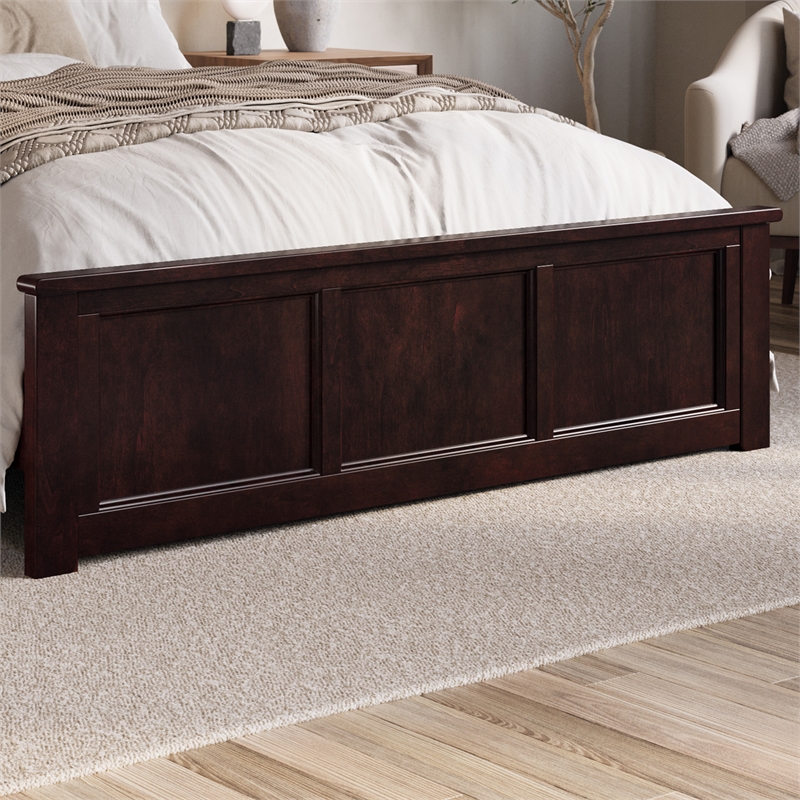 Charlotte Queen Low Profile Platform Bed with Matching Footboard in Espresso