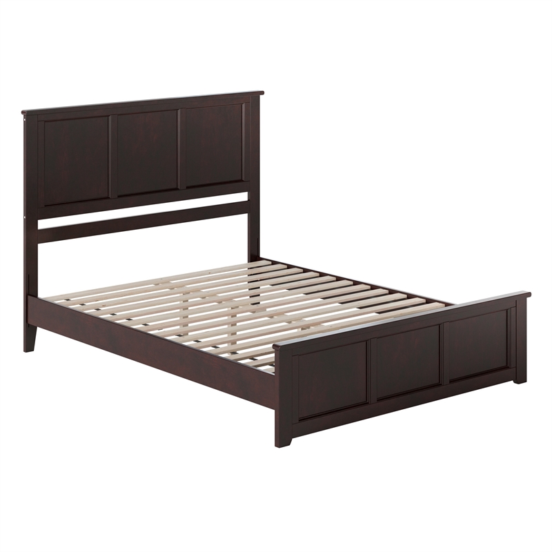 Charlotte Queen Low Profile Platform Bed with Matching Footboard in Espresso