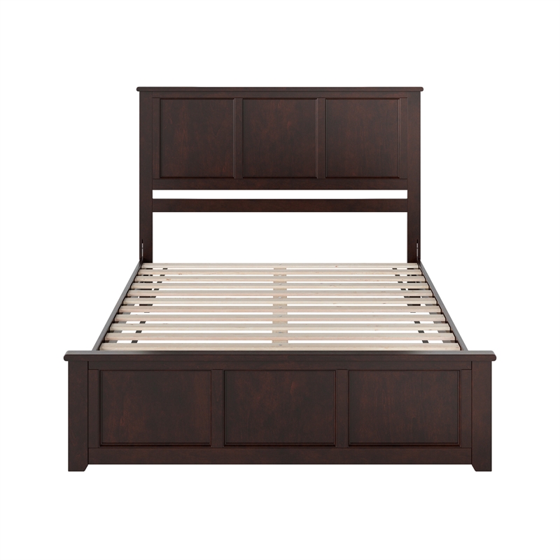 Charlotte Queen Low Profile Platform Bed with Matching Footboard in Espresso