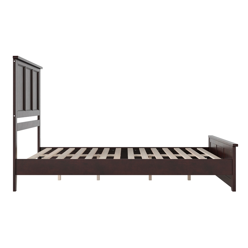 Charlotte Queen Low Profile Platform Bed with Matching Footboard in Espresso