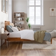 Becket Twin XL Wood Low Profile Platform Bed in Light Toffee