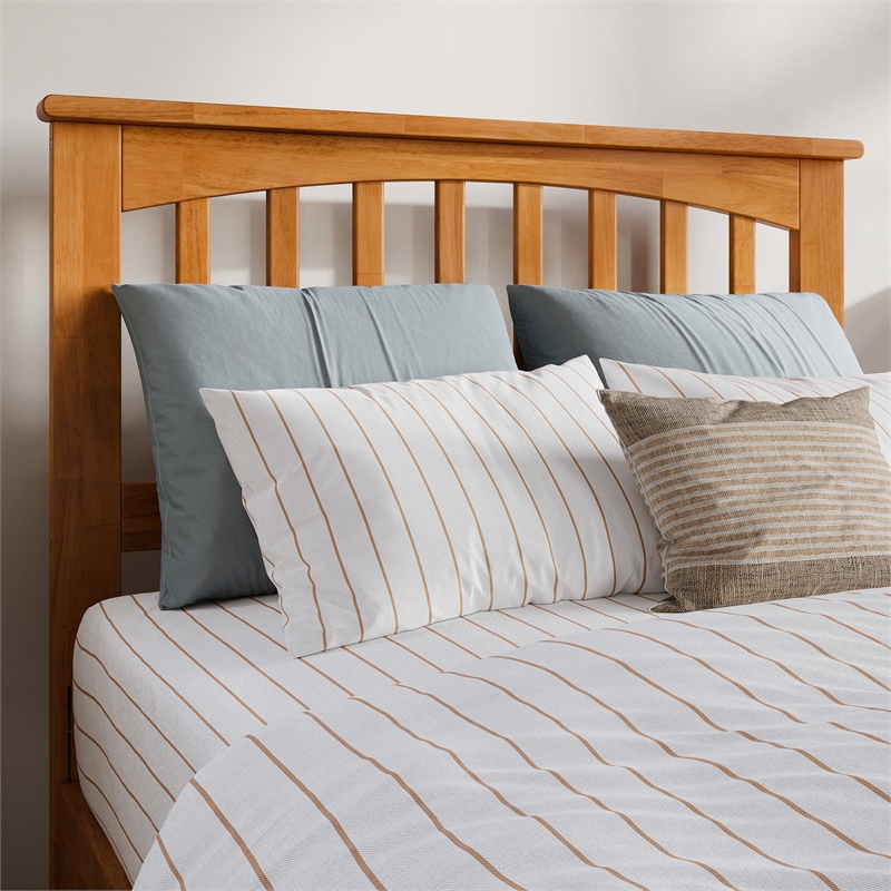 Becket Twin XL Wood Low Profile Platform Bed in Light Toffee