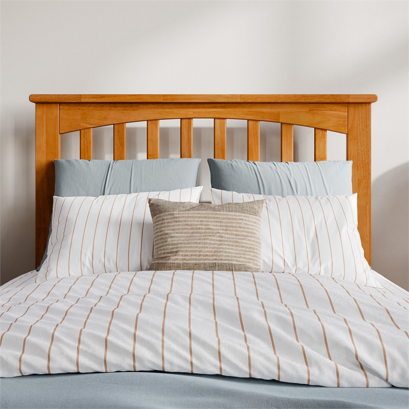 Becket Twin XL Wood Low Profile Platform Bed in Light Toffee