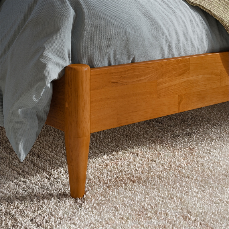 Becket Twin XL Wood Low Profile Platform Bed in Light Toffee