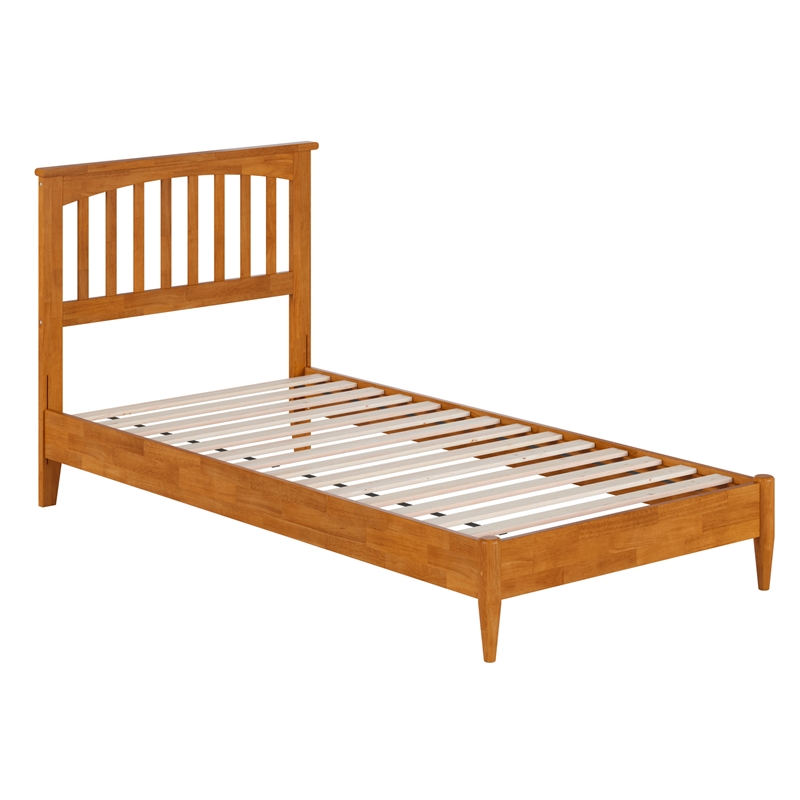 Becket Twin XL Wood Low Profile Platform Bed in Light Toffee