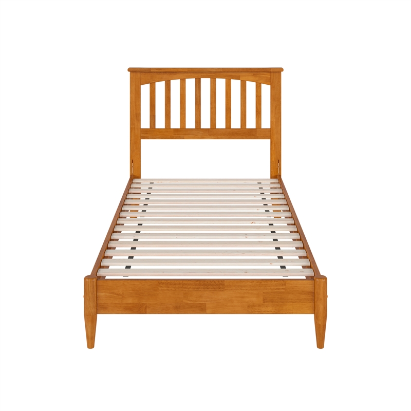 Becket Twin XL Wood Low Profile Platform Bed in Light Toffee