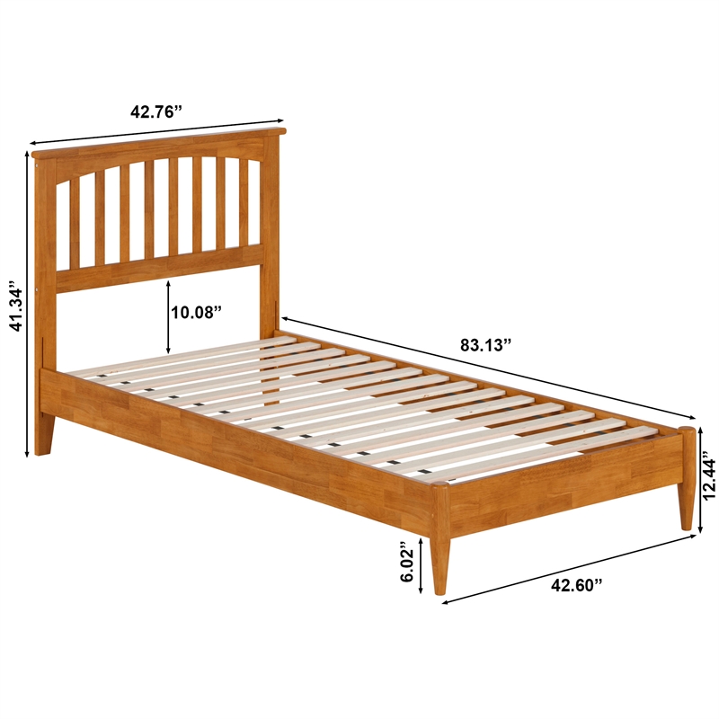 Becket Twin XL Wood Low Profile Platform Bed in Light Toffee