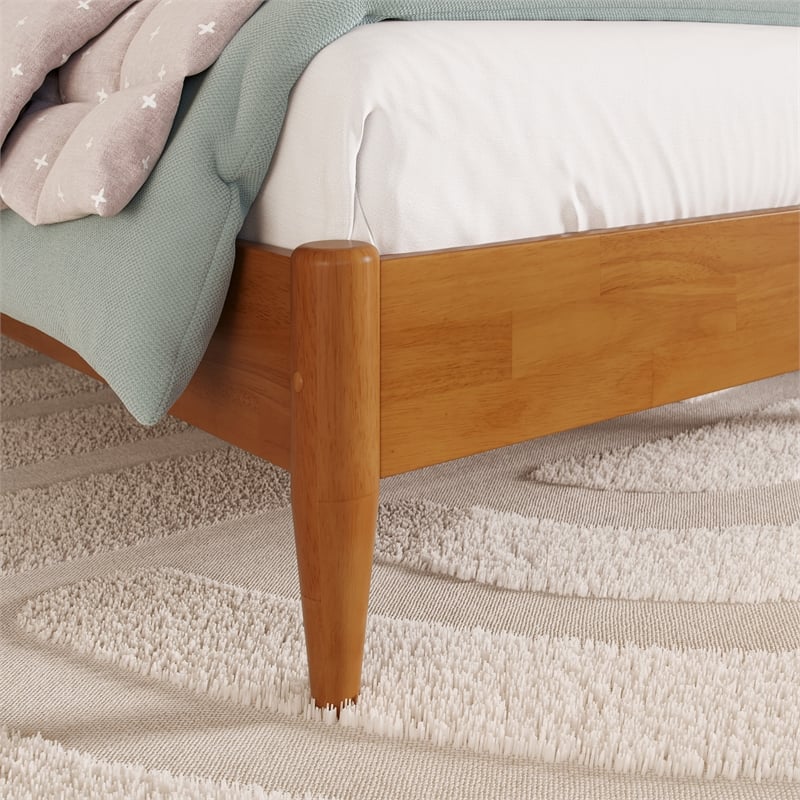 Becket Twin Wood Low Profile Platform Bed in Light Toffee