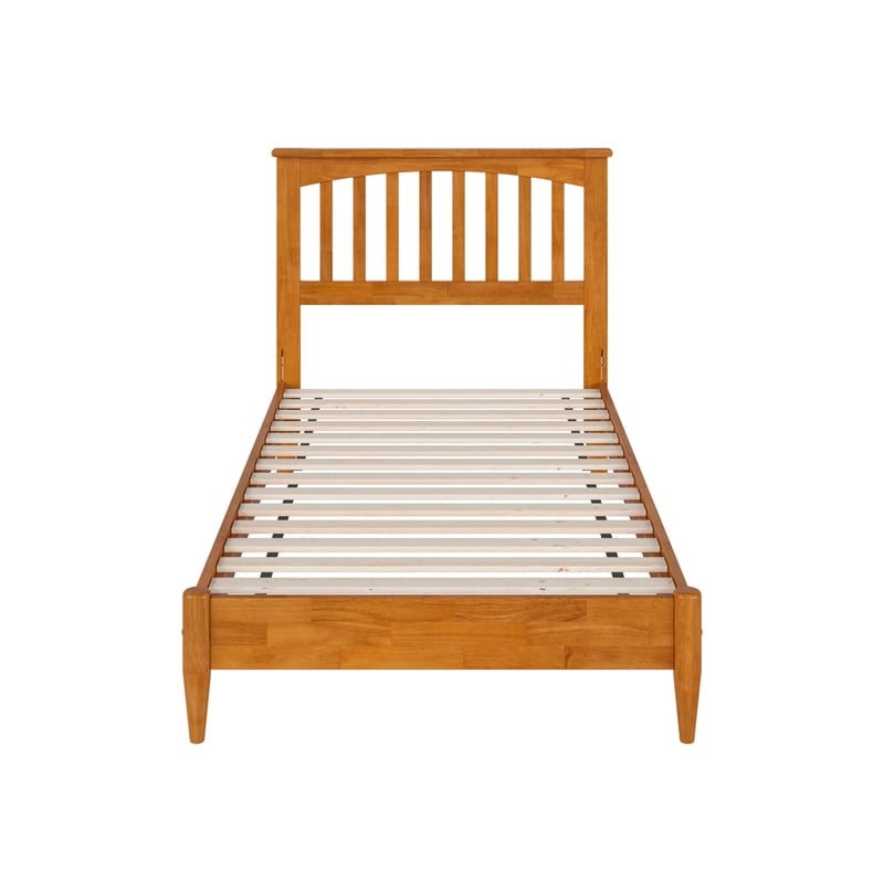 Becket Twin Wood Low Profile Platform Bed in Light Toffee