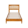 Becket Twin Wood Low Profile Platform Bed in Light Toffee