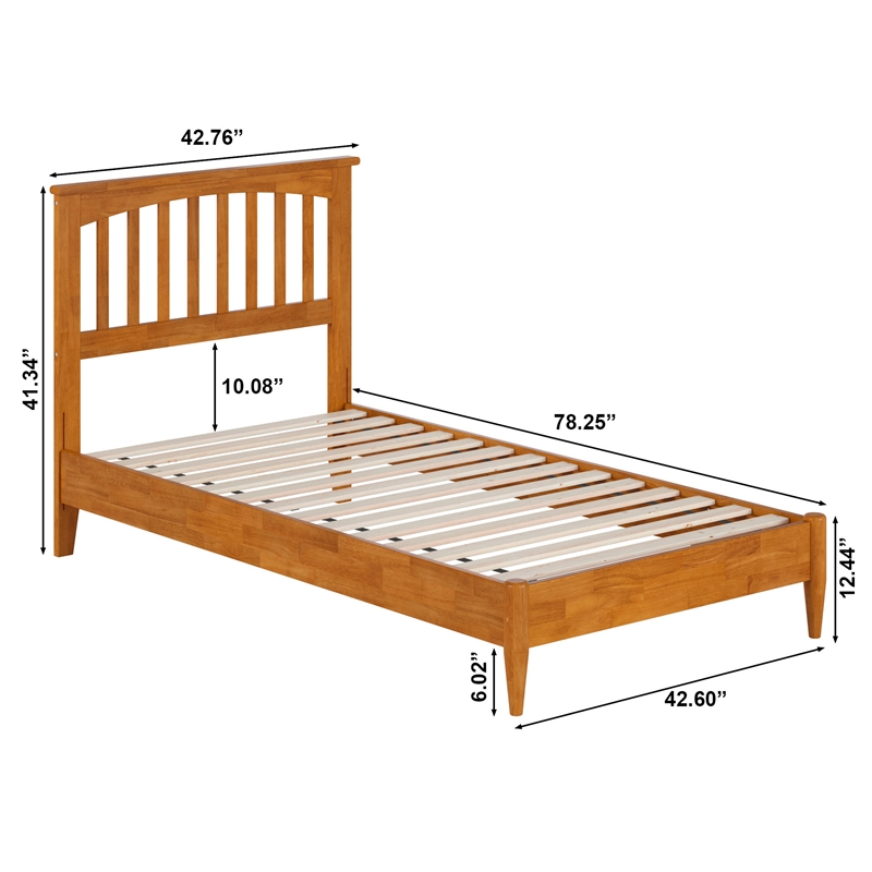 Becket Twin Wood Low Profile Platform Bed in Light Toffee