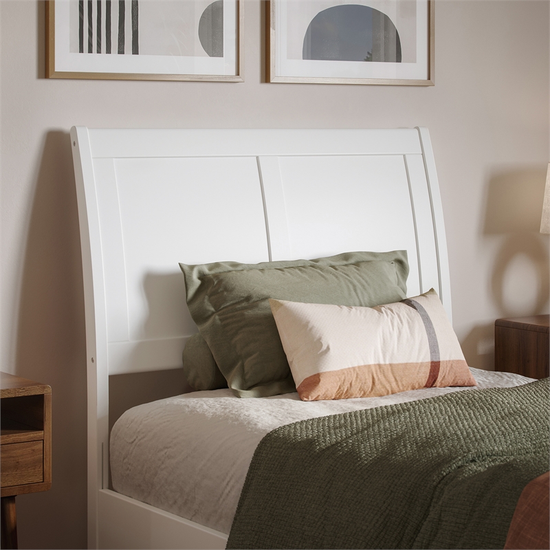 Valencia Twin XL Low Profile Wood Platform Bed with Matching Footboard in White