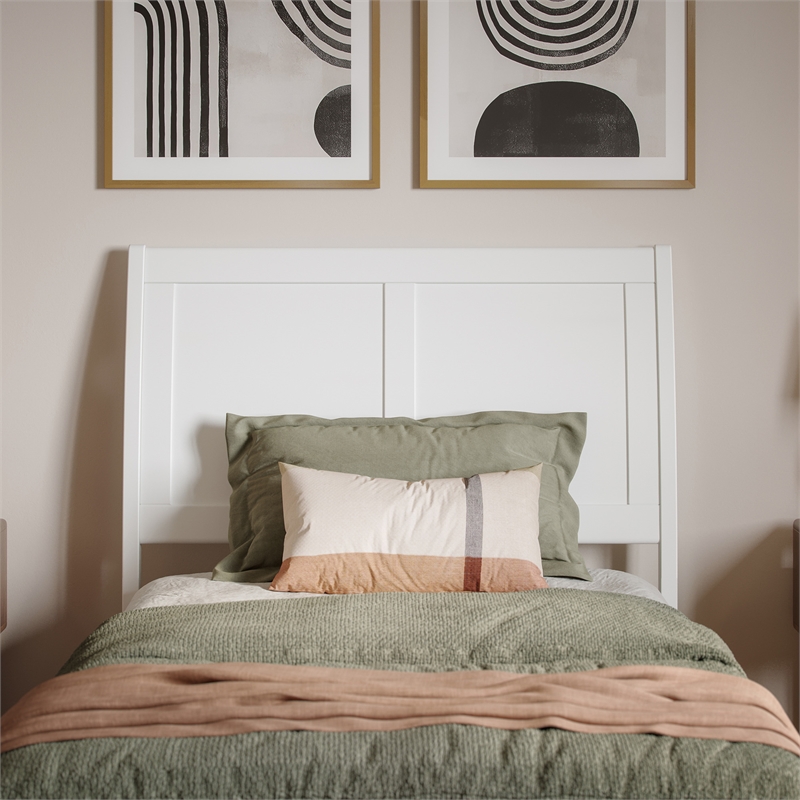 Valencia Twin XL Low Profile Wood Platform Bed with Matching Footboard in White