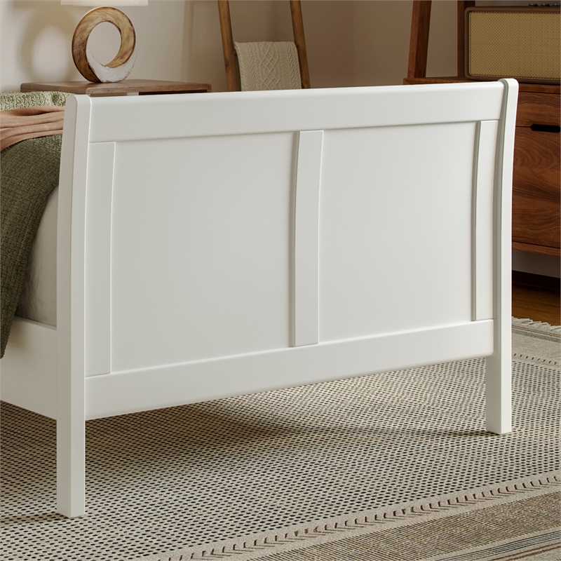 Valencia Twin XL Low Profile Wood Platform Bed with Matching Footboard in White