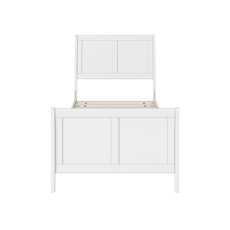 Valencia Twin XL Low Profile Wood Platform Bed with Matching Footboard in White