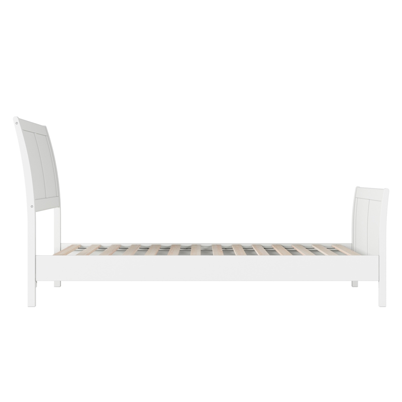 Valencia Twin XL Low Profile Wood Platform Bed with Matching Footboard in White