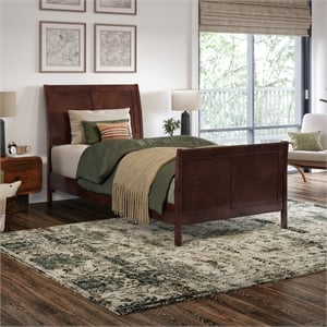 valencia twin xl wood low profile platform bed with matching footboard in walnut