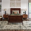 Valencia Twin XL Low Profile Wood Platform Bed with Matching Footboard in Walnut