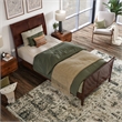 Valencia Twin XL Low Profile Wood Platform Bed with Matching Footboard in Walnut