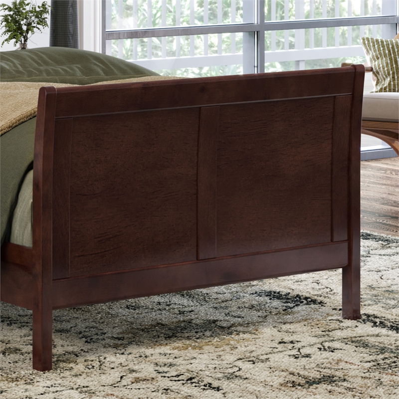 Valencia Twin XL Low Profile Wood Platform Bed with Matching Footboard in Walnut