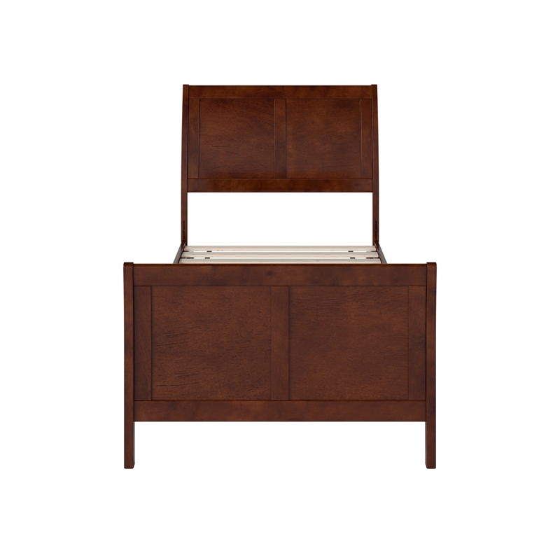 Valencia Twin XL Low Profile Wood Platform Bed with Matching Footboard in Walnut