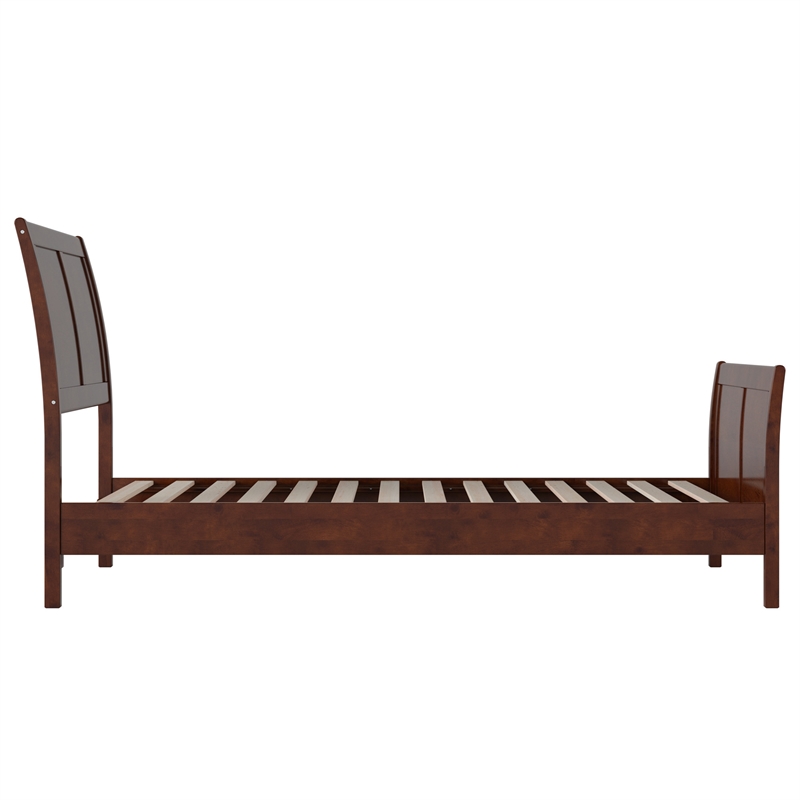 Valencia Twin XL Low Profile Wood Platform Bed with Matching Footboard in Walnut