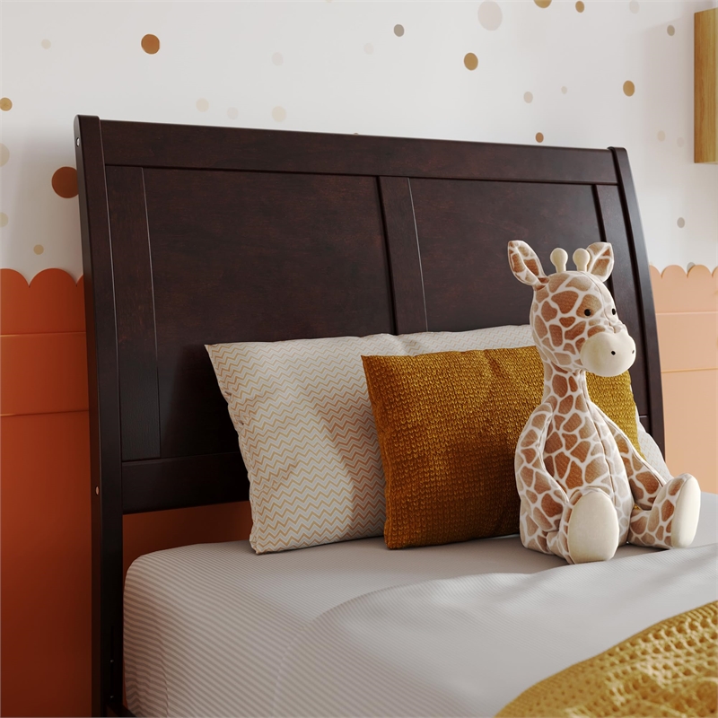 Valencia Twin Low Profile Wood Platform Bed with Matching Footboard in Espresso