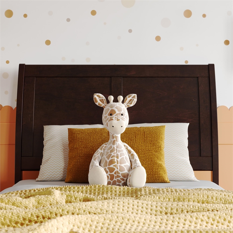 Valencia Twin Low Profile Wood Platform Bed with Matching Footboard in Espresso