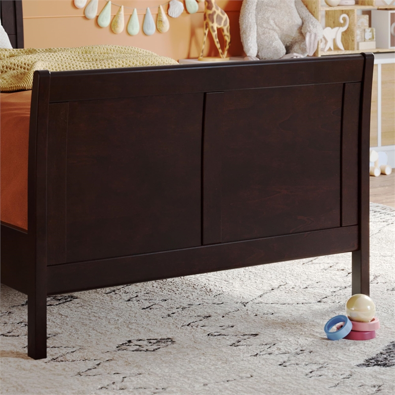 Valencia Twin Low Profile Wood Platform Bed with Matching Footboard in Espresso