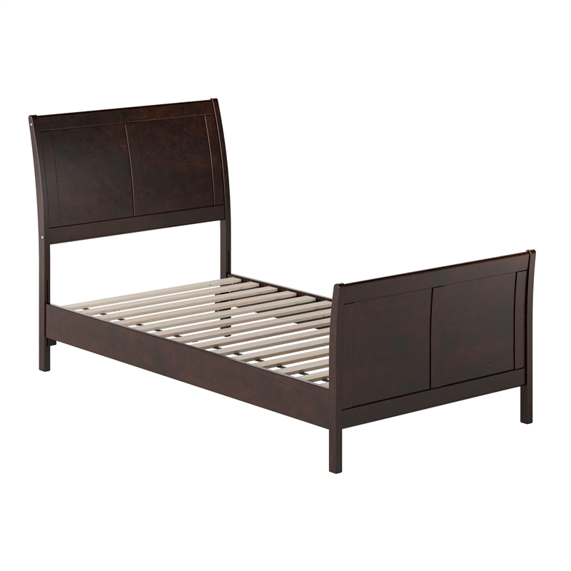Valencia Twin Low Profile Wood Platform Bed with Matching Footboard in Espresso