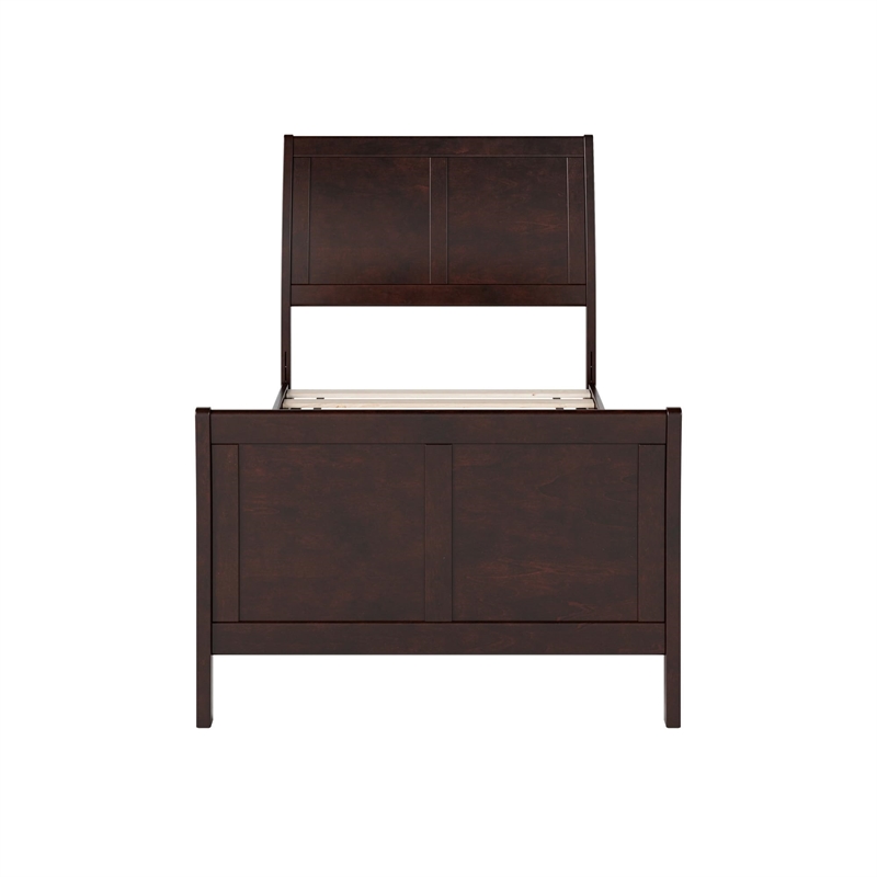 Valencia Twin Low Profile Wood Platform Bed with Matching Footboard in Espresso