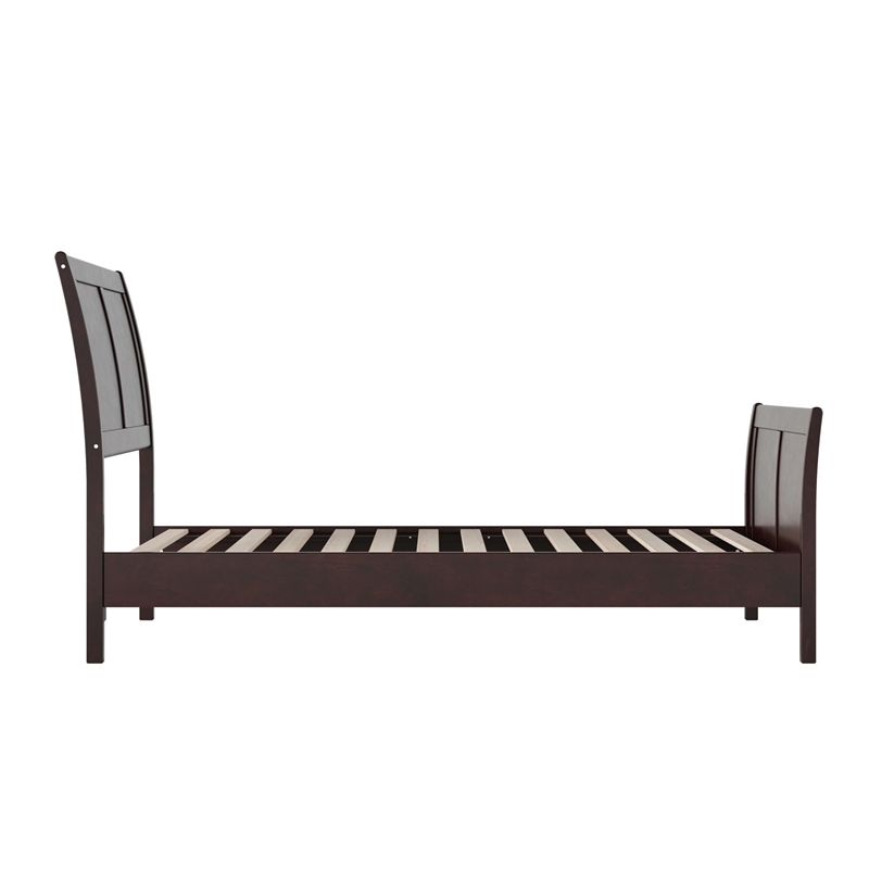 Valencia Twin Low Profile Wood Platform Bed with Matching Footboard in Espresso