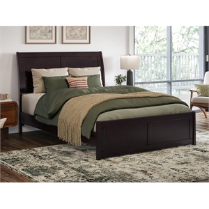 Valencia Full Low Profile Wood Platform Bed with Matching Footboard in Espresso