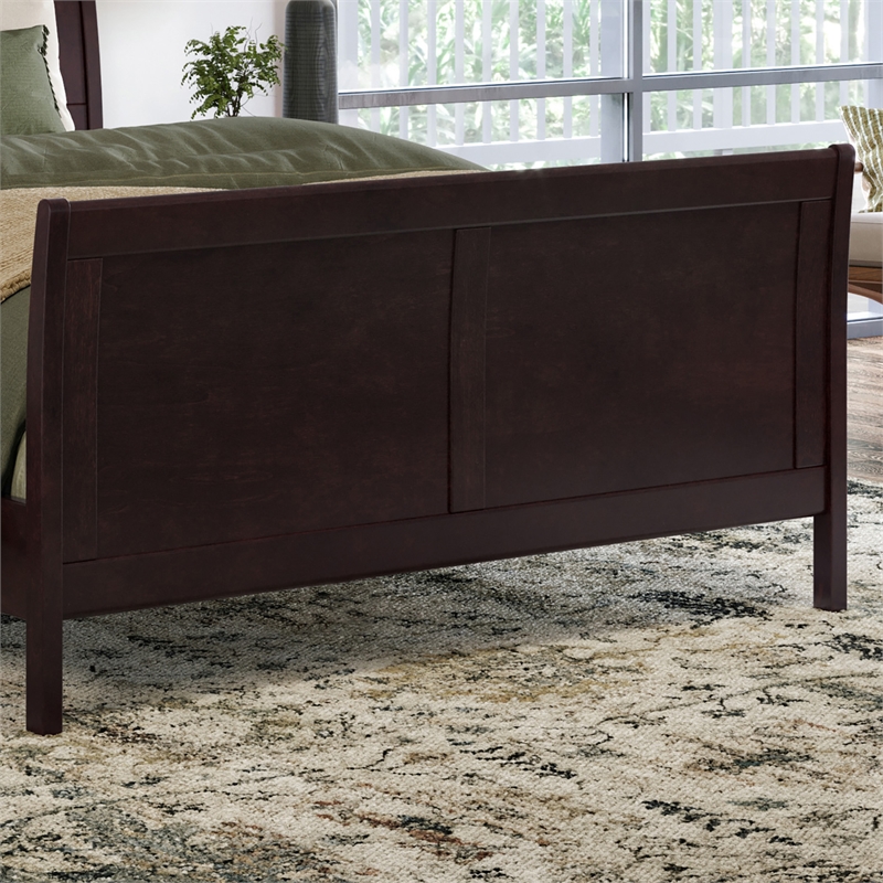 Valencia Full Low Profile Wood Platform Bed with Matching Footboard in Espresso