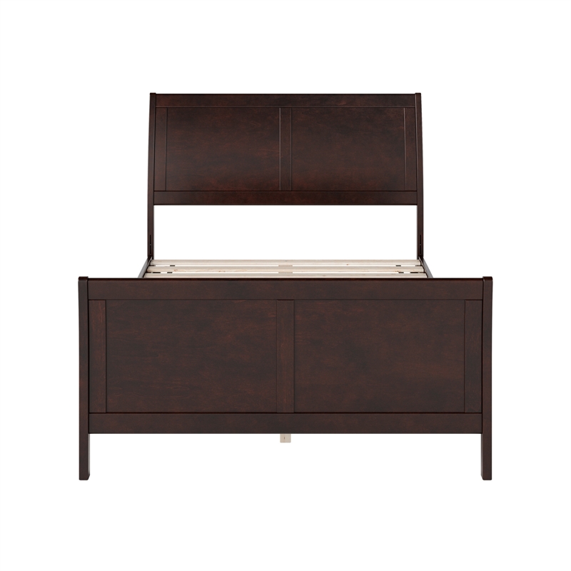 Valencia Full Low Profile Wood Platform Bed with Matching Footboard in Espresso