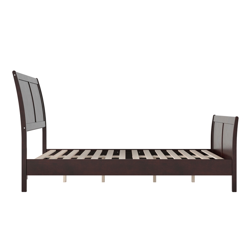 Valencia Full Low Profile Wood Platform Bed with Matching Footboard in Espresso