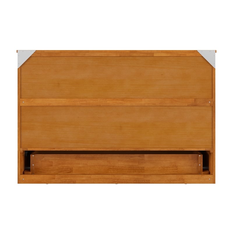 Northfield Queen Solid Wood Murphy Bed Chest with Mattress in Light Toffee