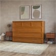 Northfield Queen Solid Wood Murphy Bed Chest with Mattress in Light Toffee