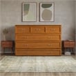 Northfield Queen Solid Wood Murphy Bed Chest with Mattress in Light Toffee