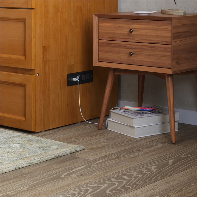 Northfield Queen Solid Wood Murphy Bed Chest with Mattress in Light Toffee